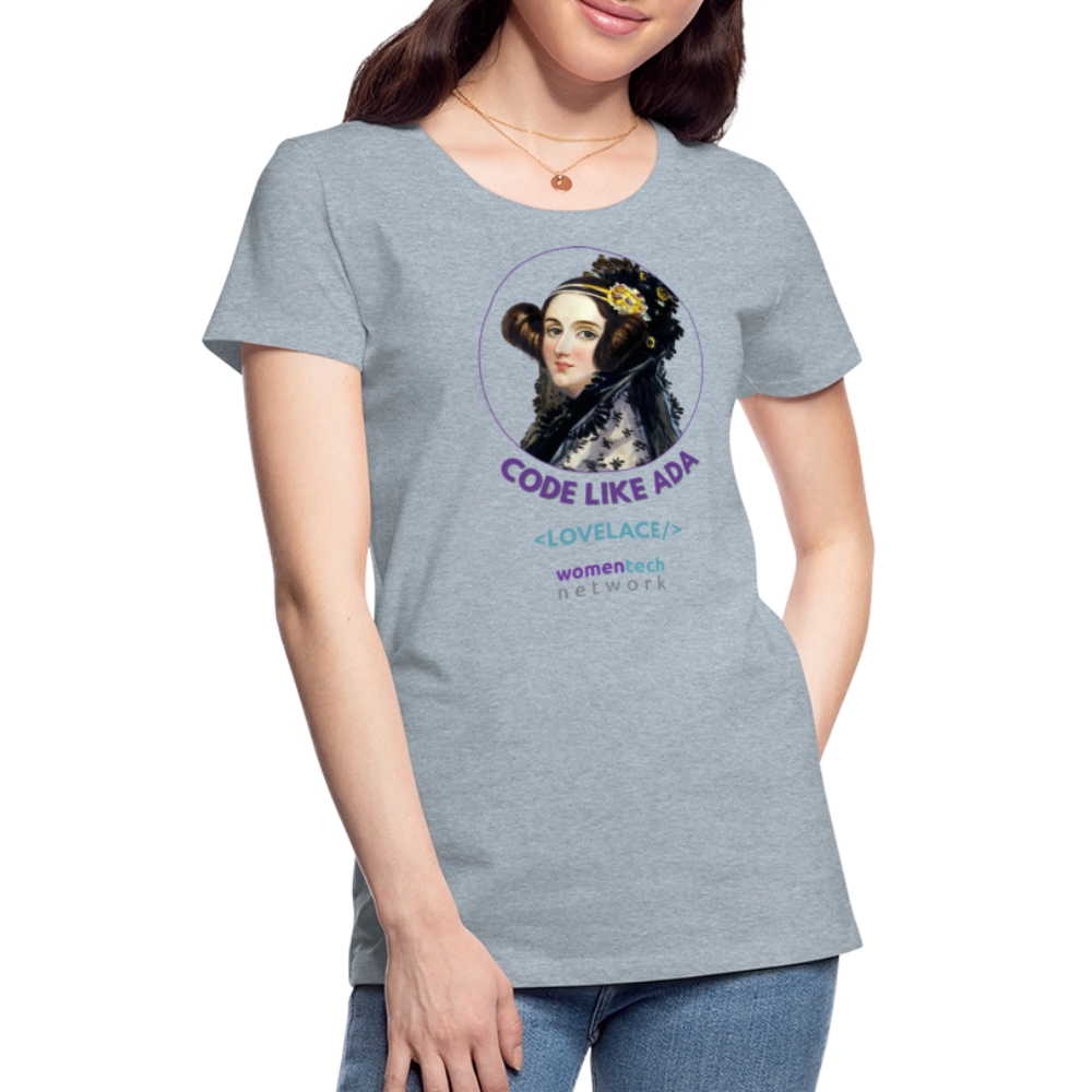 Women’s Premium T-Shirt - Ada Lovelace Edition - Code Like Ada - heather ice blue