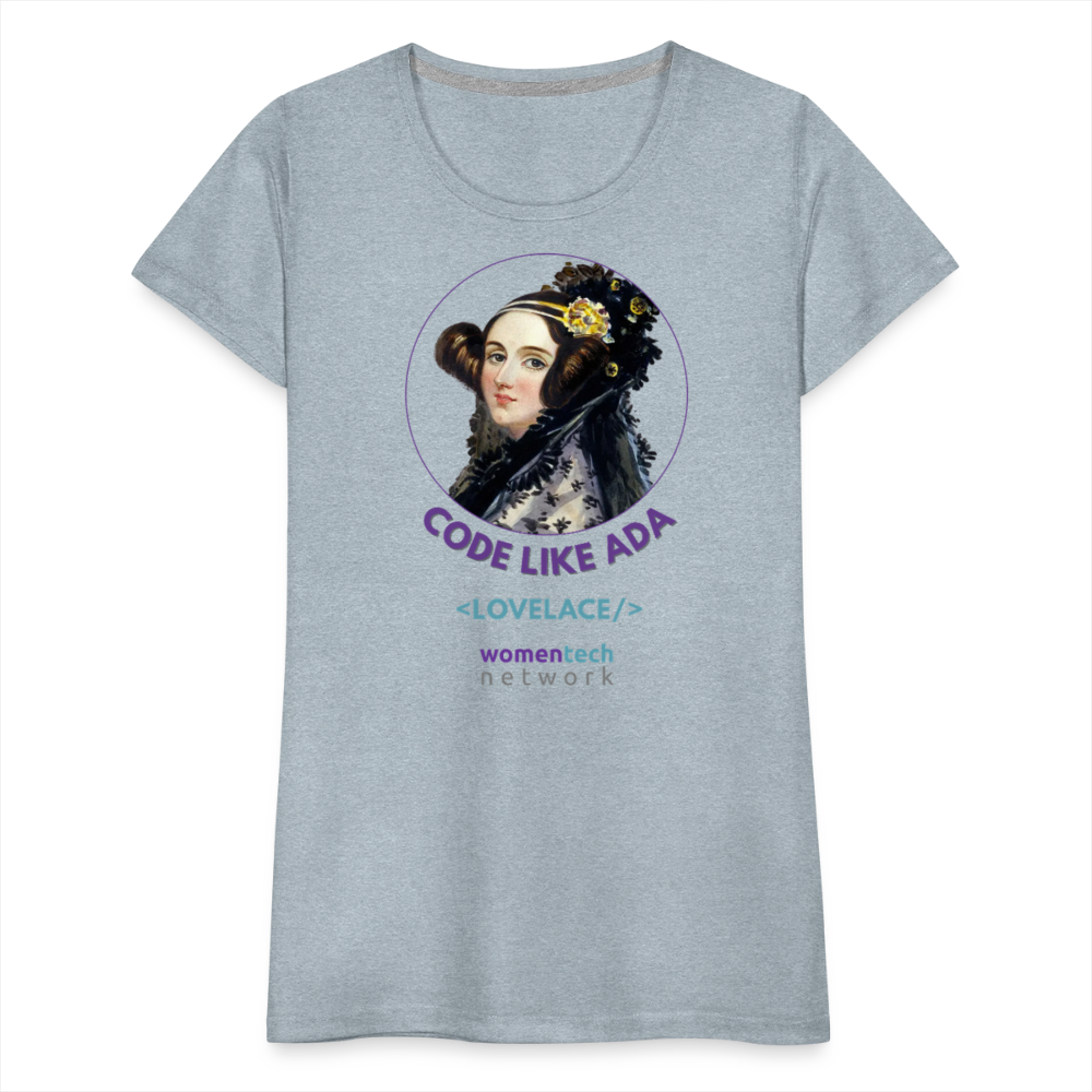 Women’s Premium T-Shirt - Ada Lovelace Edition - Code Like Ada - heather ice blue