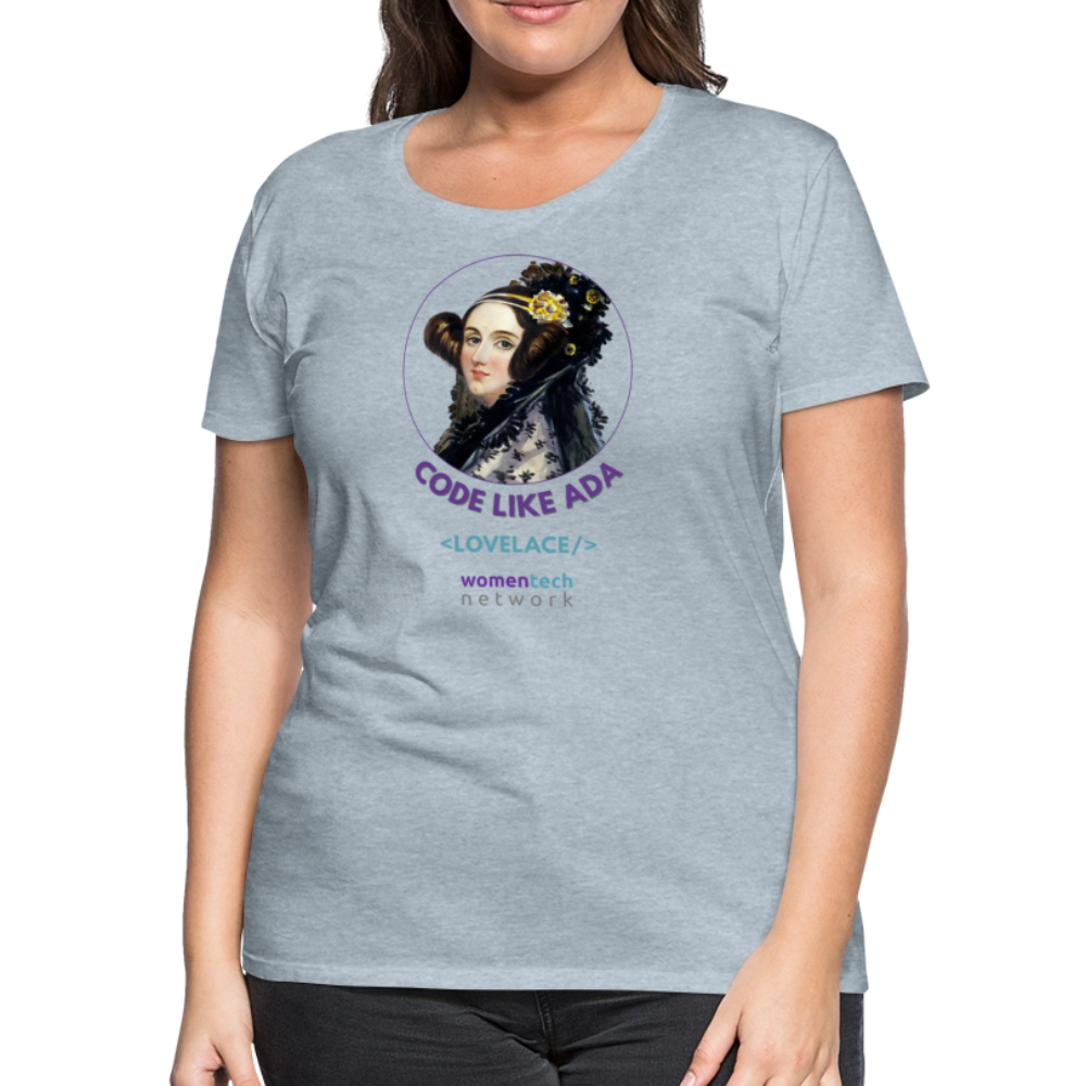 Women’s Premium T-Shirt - Ada Lovelace Edition - Code Like Ada - heather ice blue