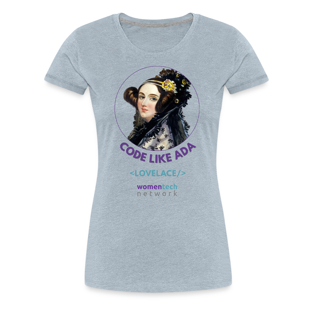 Women’s Premium T-Shirt - Ada Lovelace Edition - Code Like Ada - heather ice blue