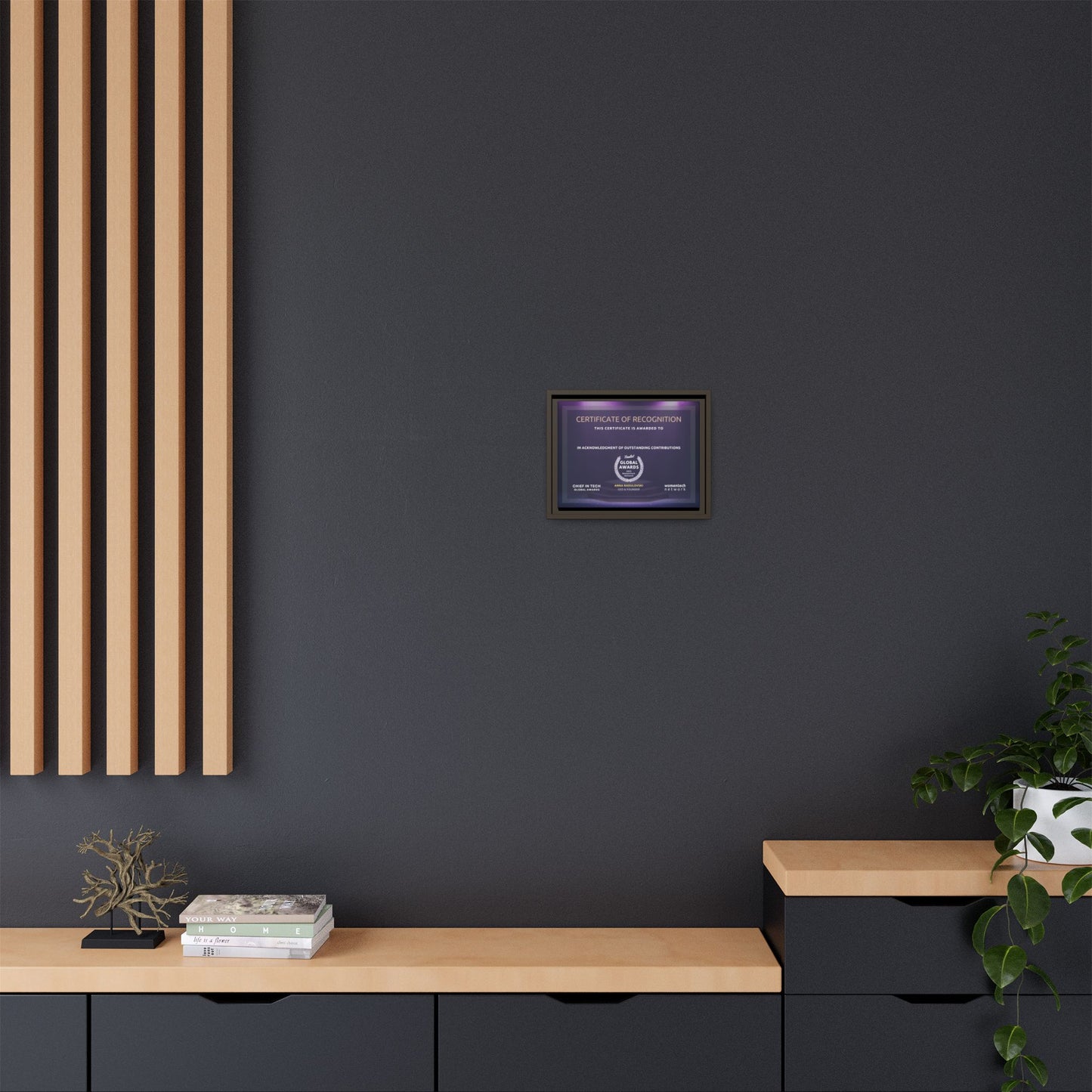 Finalist Printing Licence & Exclusive Chief in Tech Global Awards Certificate - Matte Canvas, Pinewood Framed (Multi-color)