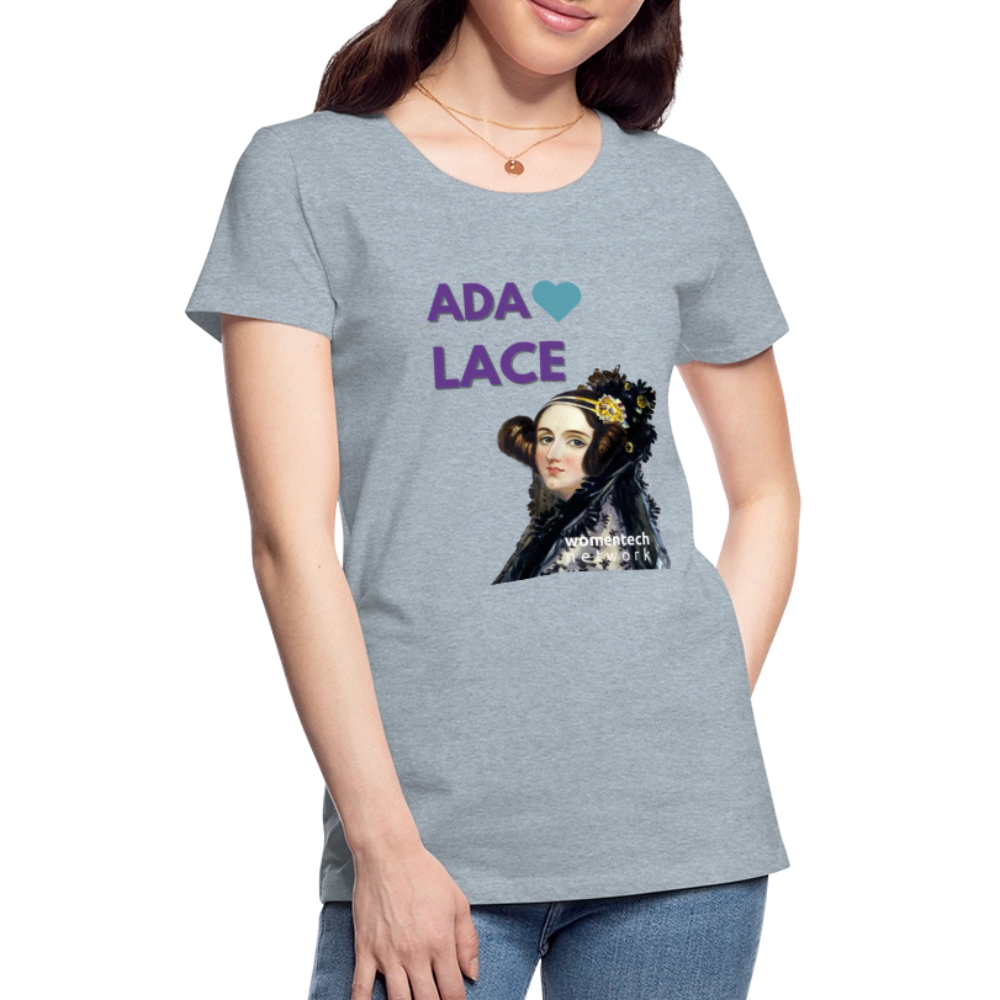 Women’s Premium T-Shirt - Ada Lovelace - Heart - heather ice blue