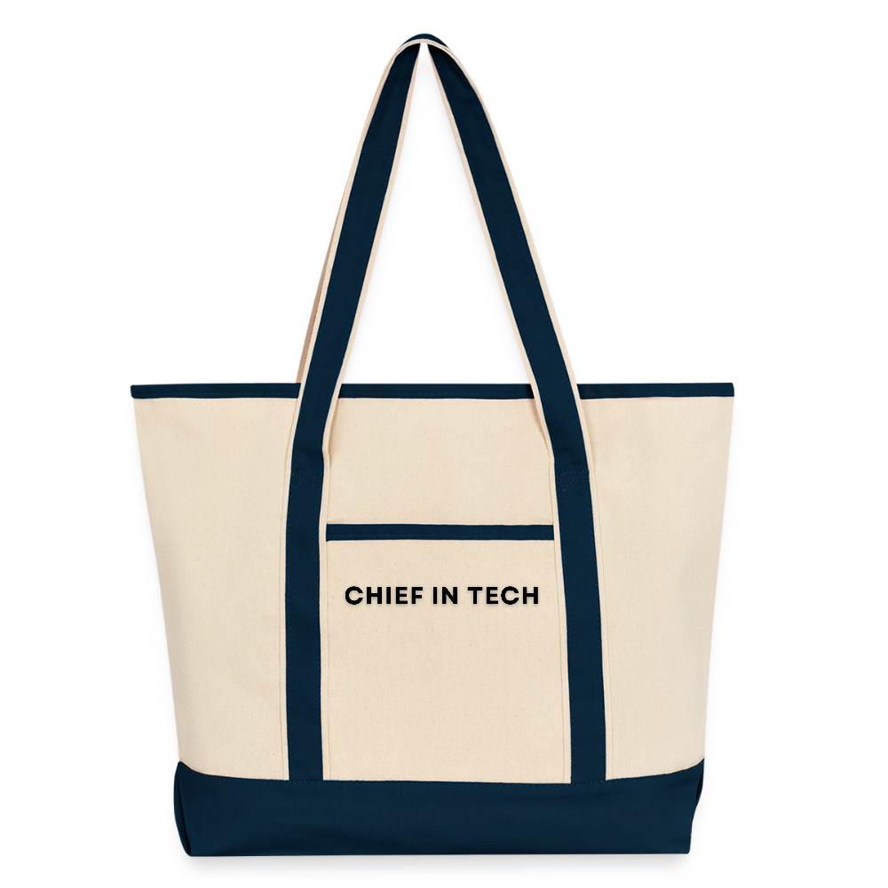 Chief in Tech Large Canvas Deluxe Tote - Natural/French Navy
