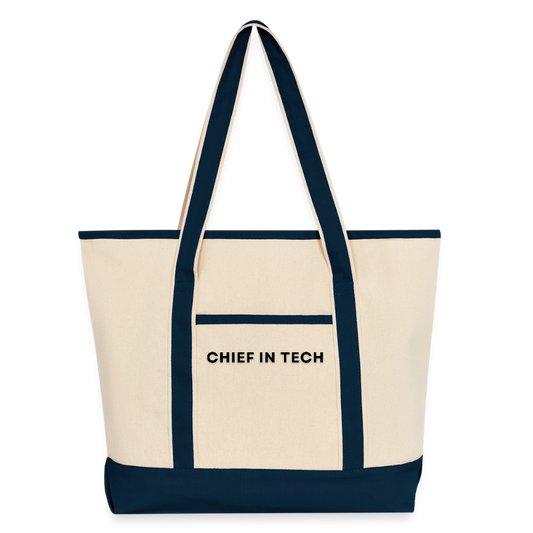 Chief in Tech Large Canvas Deluxe Tote - Natural/French Navy