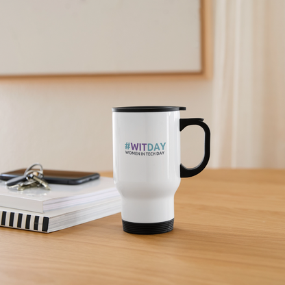 14 oz Travel Mug #WITDAY - white