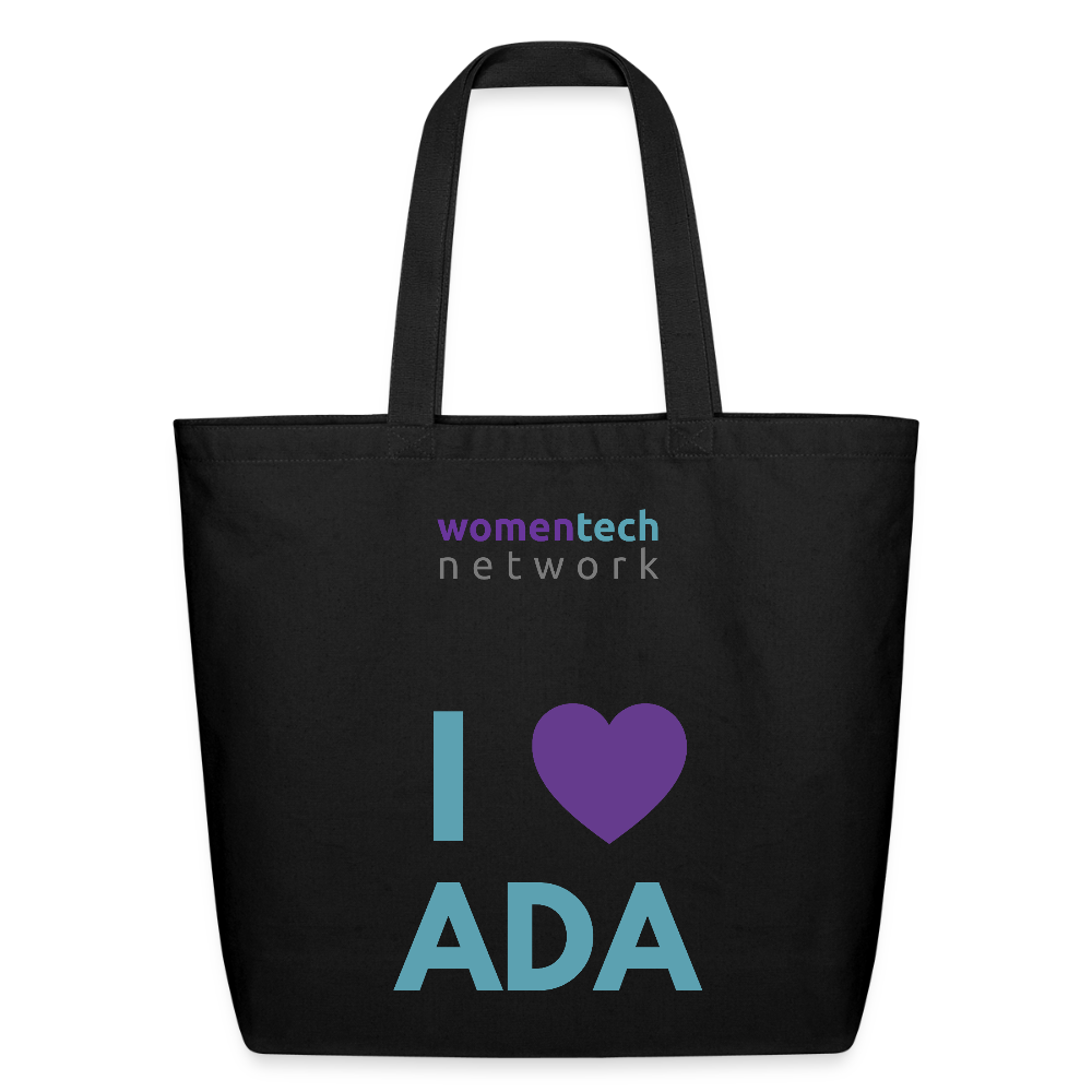 Eco-Friendly Cotton Tote - Ada Lovelace Edition - Heart - black