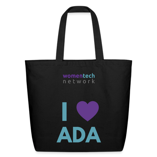 Eco-Friendly Cotton Tote - Ada Lovelace Edition - Heart - black