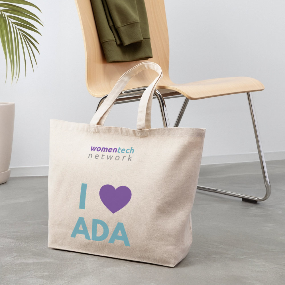 Eco-Friendly Cotton Tote - Ada Lovelace Edition - Heart - natural