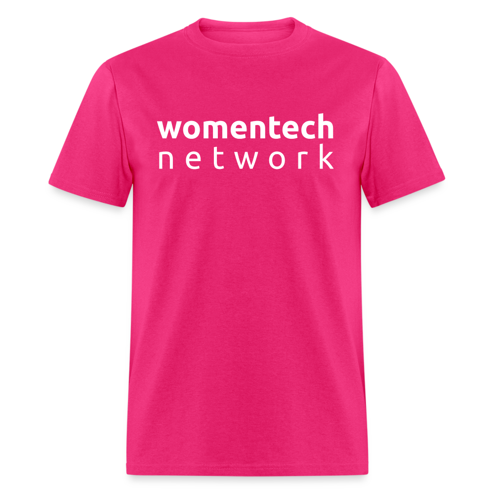 Unisex Classic T-Shirt White Logo - fuchsia