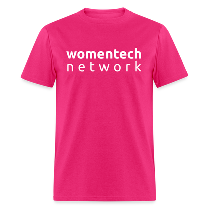 Unisex Classic T-Shirt White Logo - fuchsia