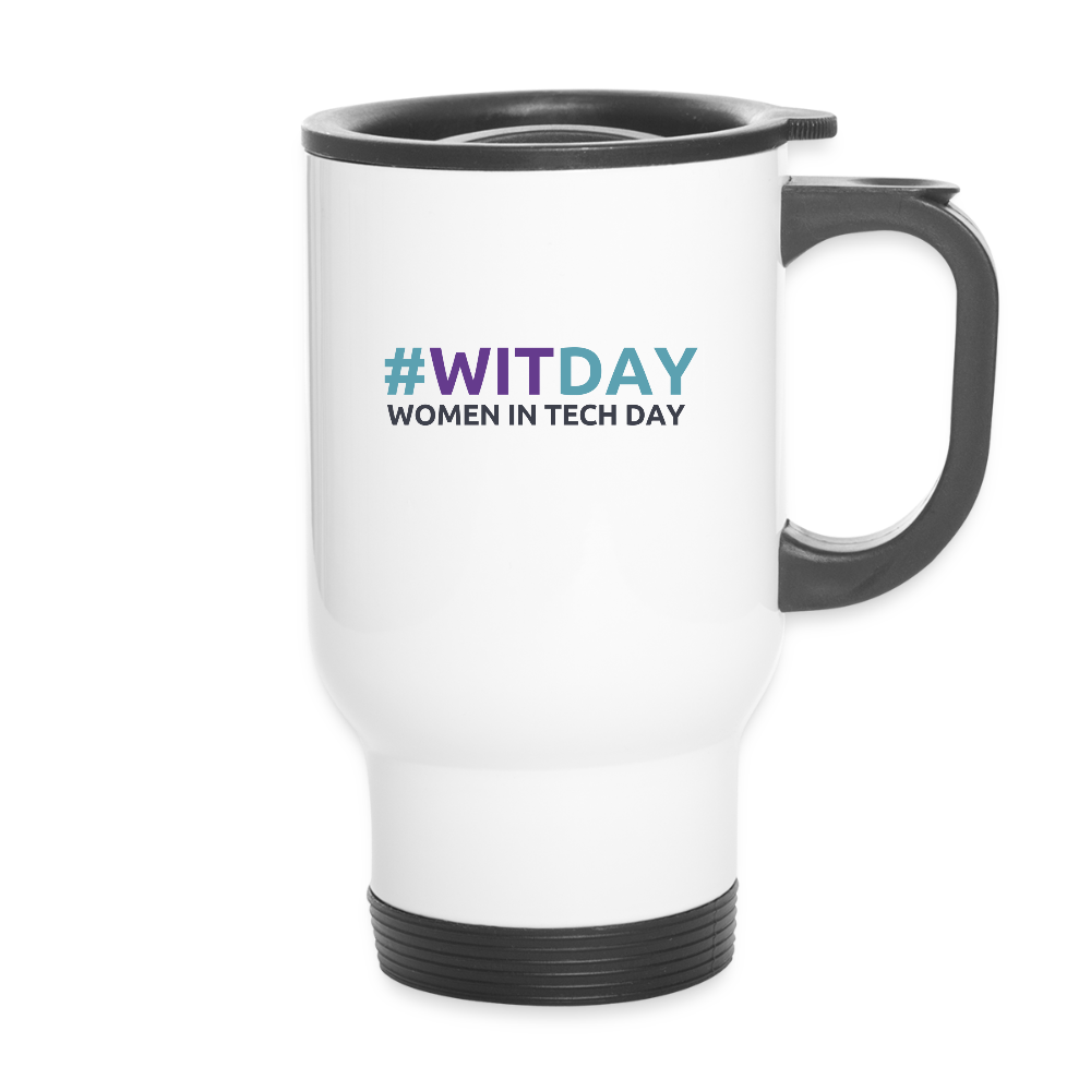 14 oz Travel Mug #WITDAY - white