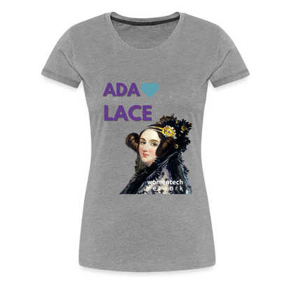 Women’s Premium T-Shirt - Ada Lovelace - Heart - heather gray