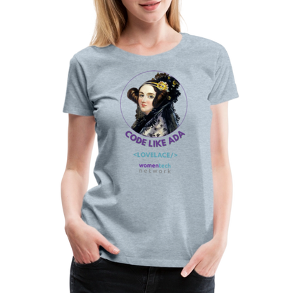 Women’s Premium T-Shirt - Ada Lovelace Edition - Code Like Ada - heather ice blue