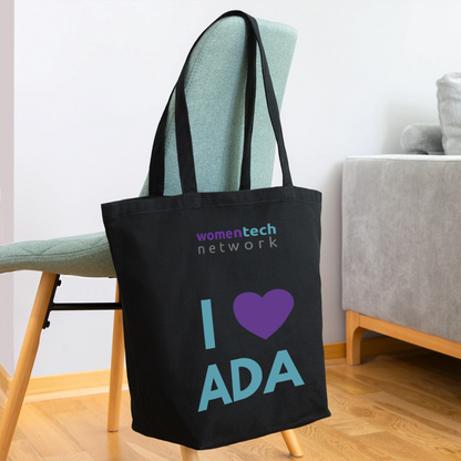 Eco-Friendly Cotton Tote - Ada Lovelace Edition - Heart - black