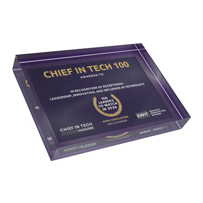 Chief in Tech 100 Global Recognition Plaque & Brand Usage License